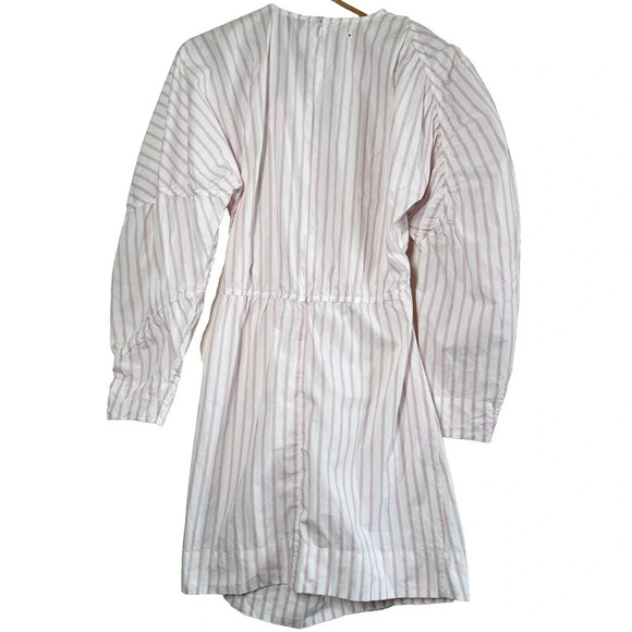Ganni Stripe Long Puff Sleeve Cotton Mini Dress Cherry Blossom size 38/M/6 - Picture 8 of 16
